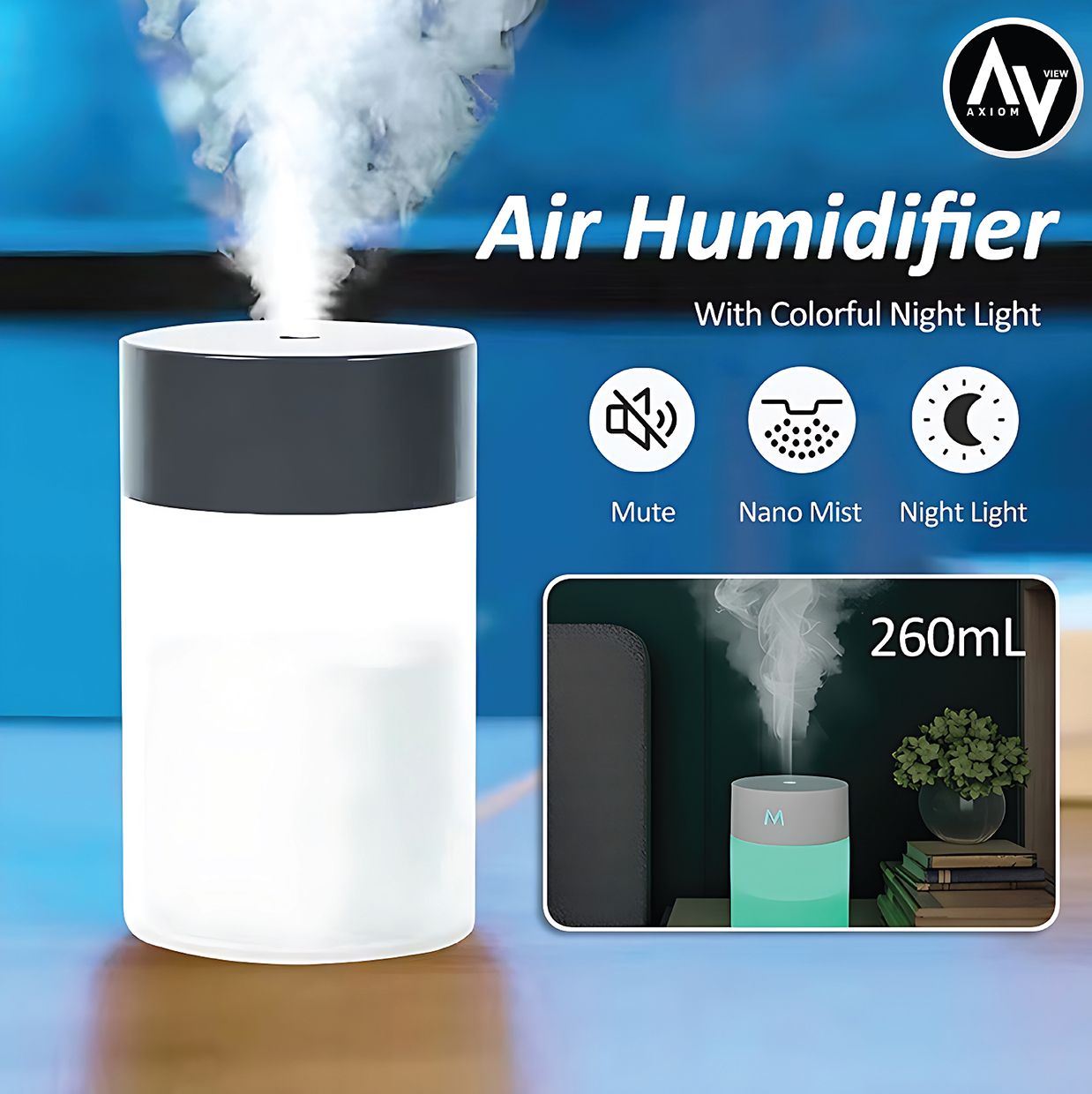 Car Humidifier Creative Gift Moisturizer Mini Aroma Diffuser Humidifier Desktop Office Home Spray - 260ml. 