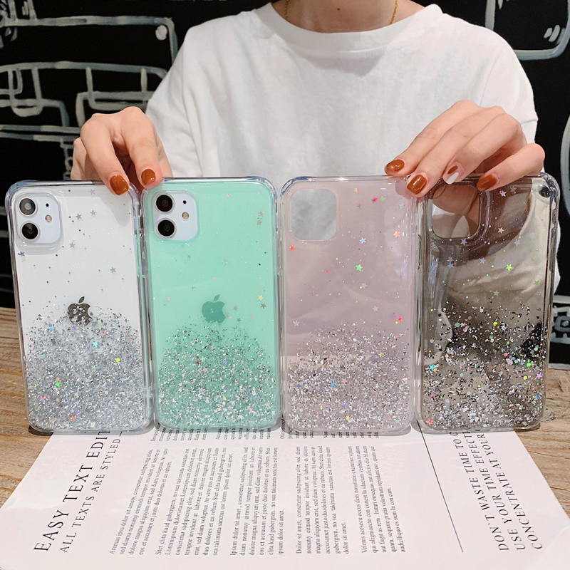 Back Cover For OPPO A9 2020 Phone Case Glitter Silicone Soft Full Starry Sky String Glitter Transparent Space Stars Moon OPPO A9 2020 Case. 