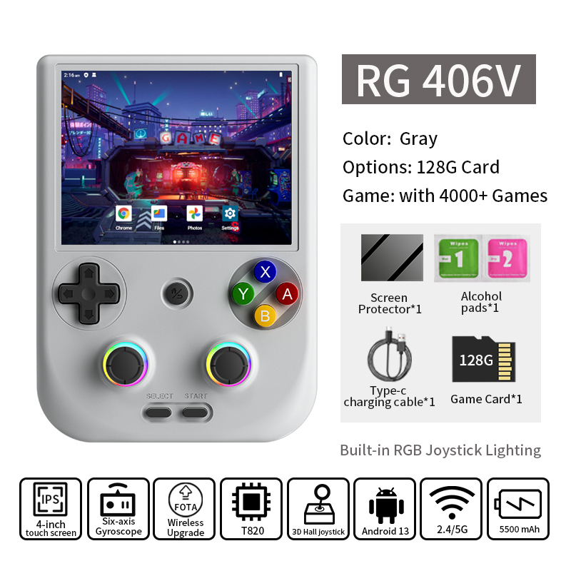ANBERNIC RG 406V Video Handheld Game Console 4 IPS HD Touch Screen Android 13 Wifi Retro Games Player Supports 1080p DP RG406V. 