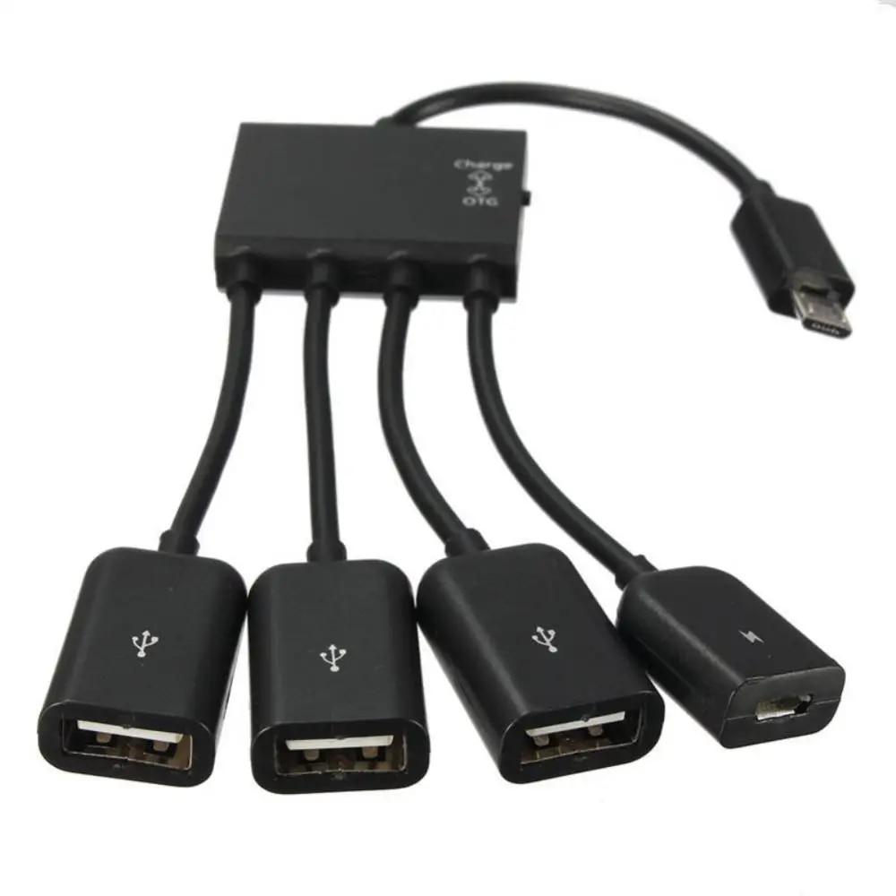 High Speed 4 Port Hub Adapter Cable Micro Usb To 2 Otg Portable 4in1 4 Port Hub For Tablet Android Phone Converter Multifunction. 
