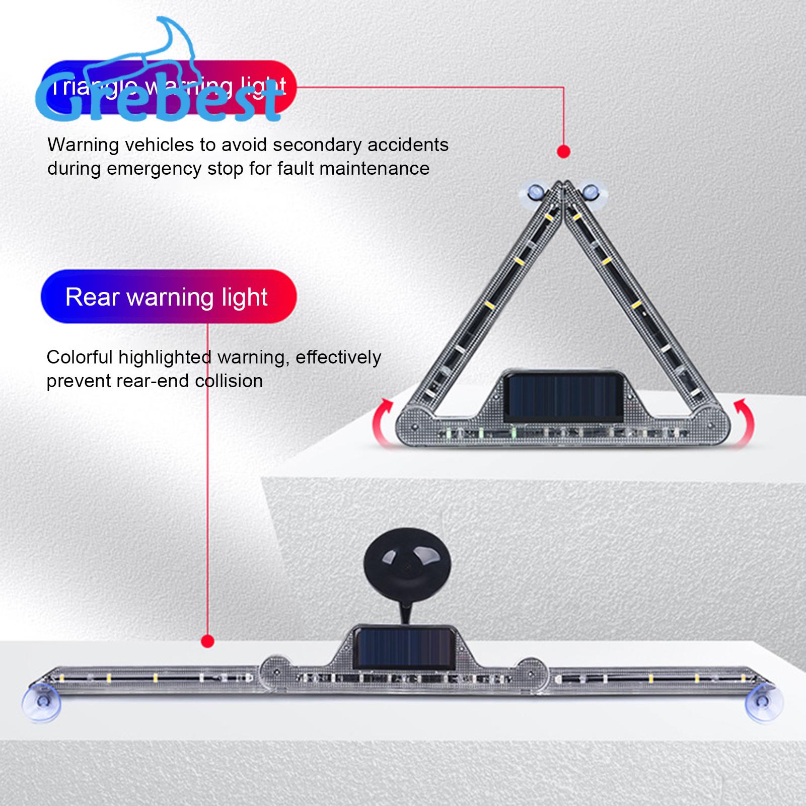 Grebest Vehicle Warning Triangle Light Foldable Parking Safety Triangle Warning Lamp. 