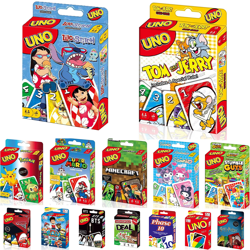 27 Style UNO Card Game Harry Potter One Piece Pikachu Super Mario Hello Kitty The Lion King Stitch sanrio minecraft
