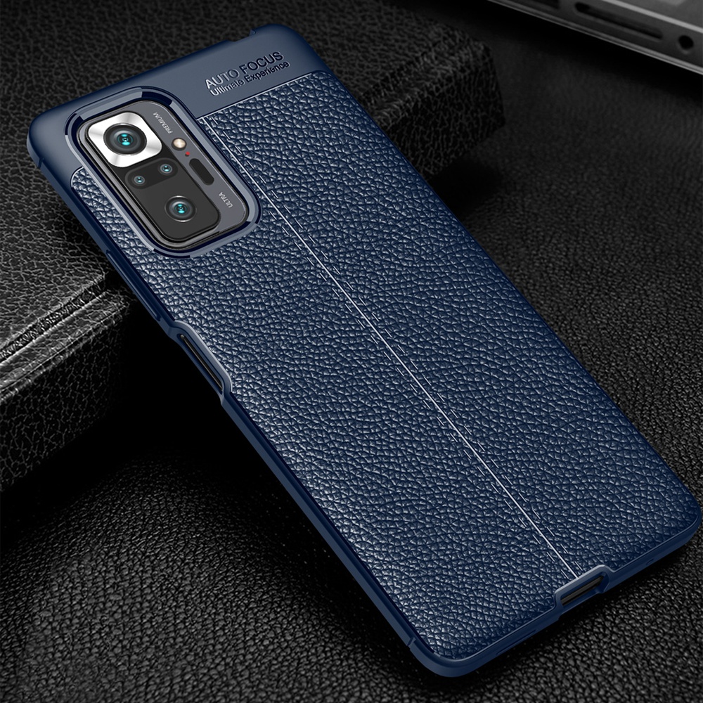 KEYSION Shockproof Case for Redmi Note 10 10 Pro Leather Texture soft silicone Phone Back Cover for Xiaomi Redmi Note 11 Pro Max. 