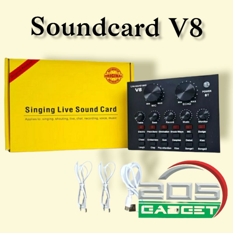 Soundcard V8 Bluetooth Audio USB External Mixer Wired Re_cording Live Streaming. 