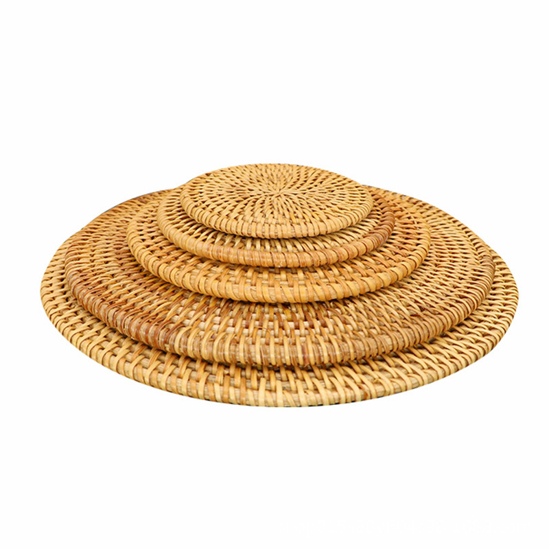 Vietnamese rattan coasters, woven bamboo insulating mats, straw placemats, table holders, pot holders, tea cupplates, bowl mats, western placemats. 