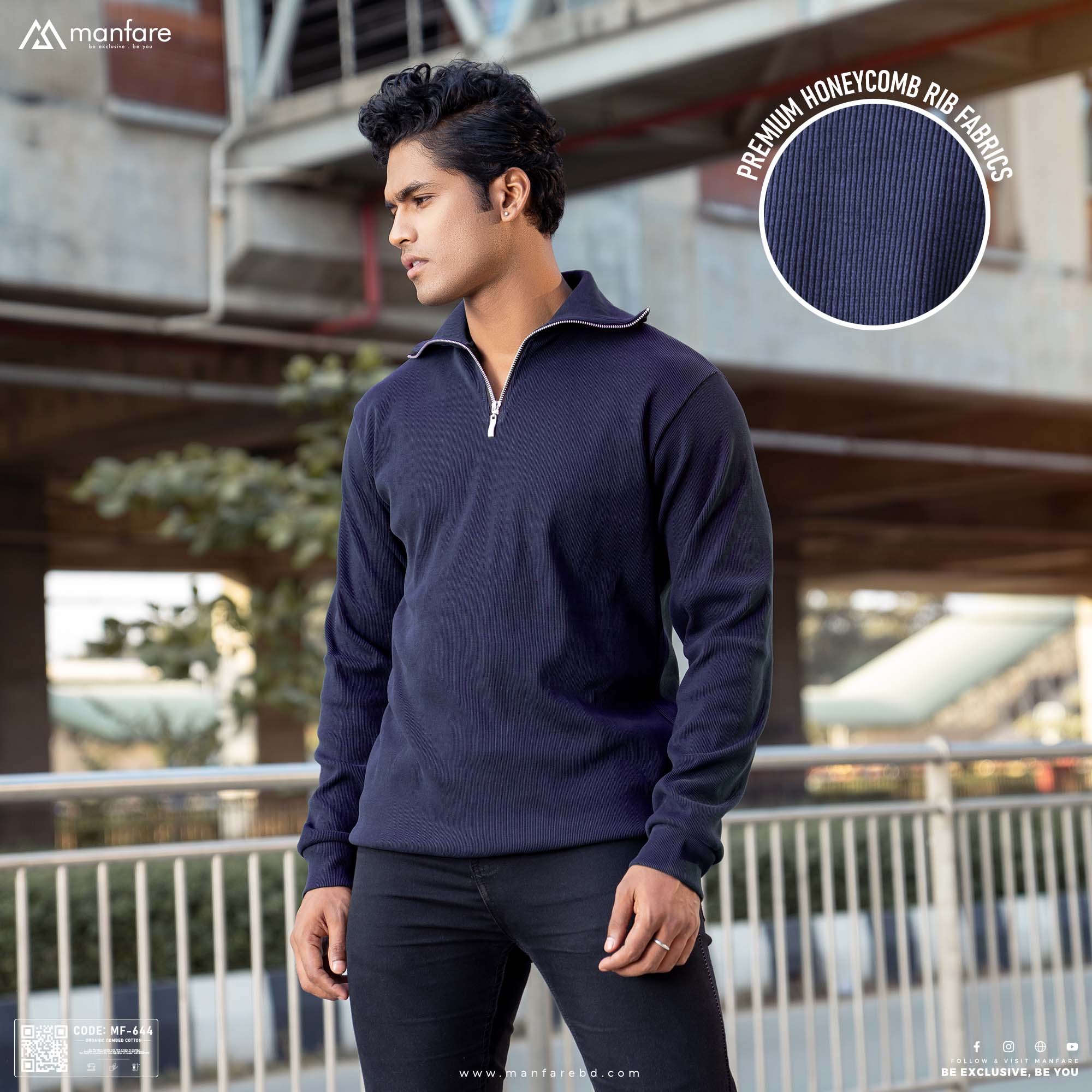 Half Zipper Old Money Sweater | Premium Rib Fabrics | MF-644. 