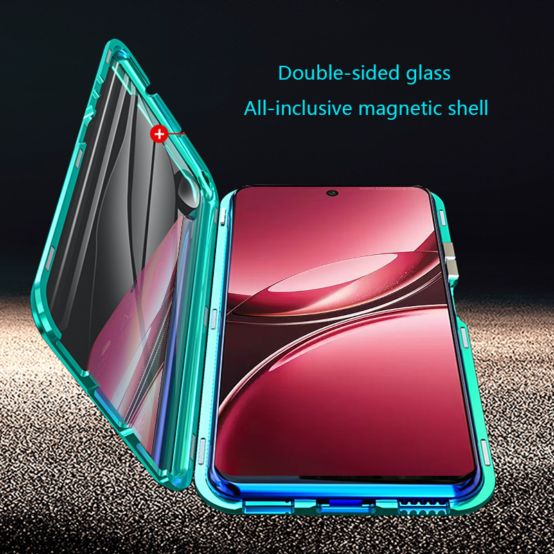 Biruiqu For VIVO V50 Magnetic Absorption Case Metal Frame Shockproof Double Sided Tempered Glass Magnetic Case Cover. 