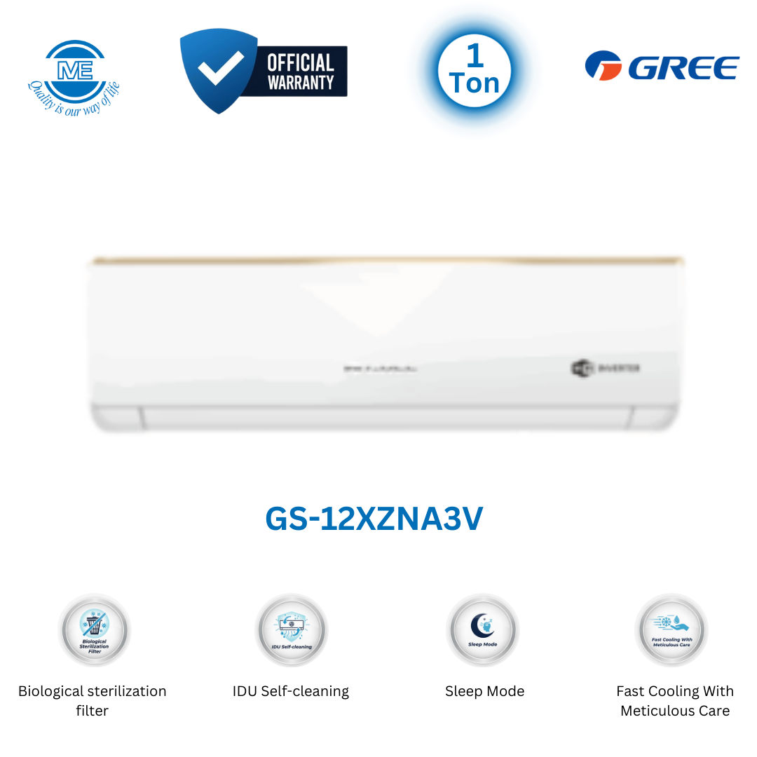 GREE 1 Ton Split Type Inverter-Zeno-Split Energy Saving, Self-Diagnosis & Auto Clean, Environmentally Friendly, Residential Air Conditioners | GS-12XZNA3V With Free Delivery and Official Warranty