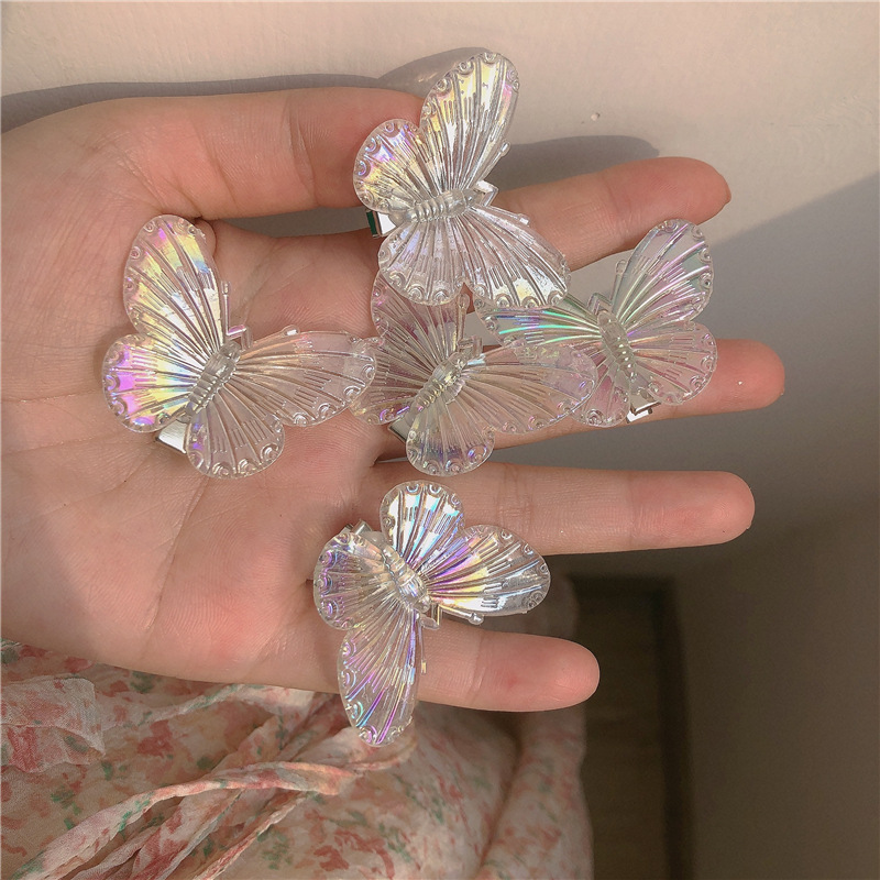 Fairy fluttering net red butterfly hairpin sweet girl bangs broken hair duck bill clip hairpin side clip Korea hair ornament girl