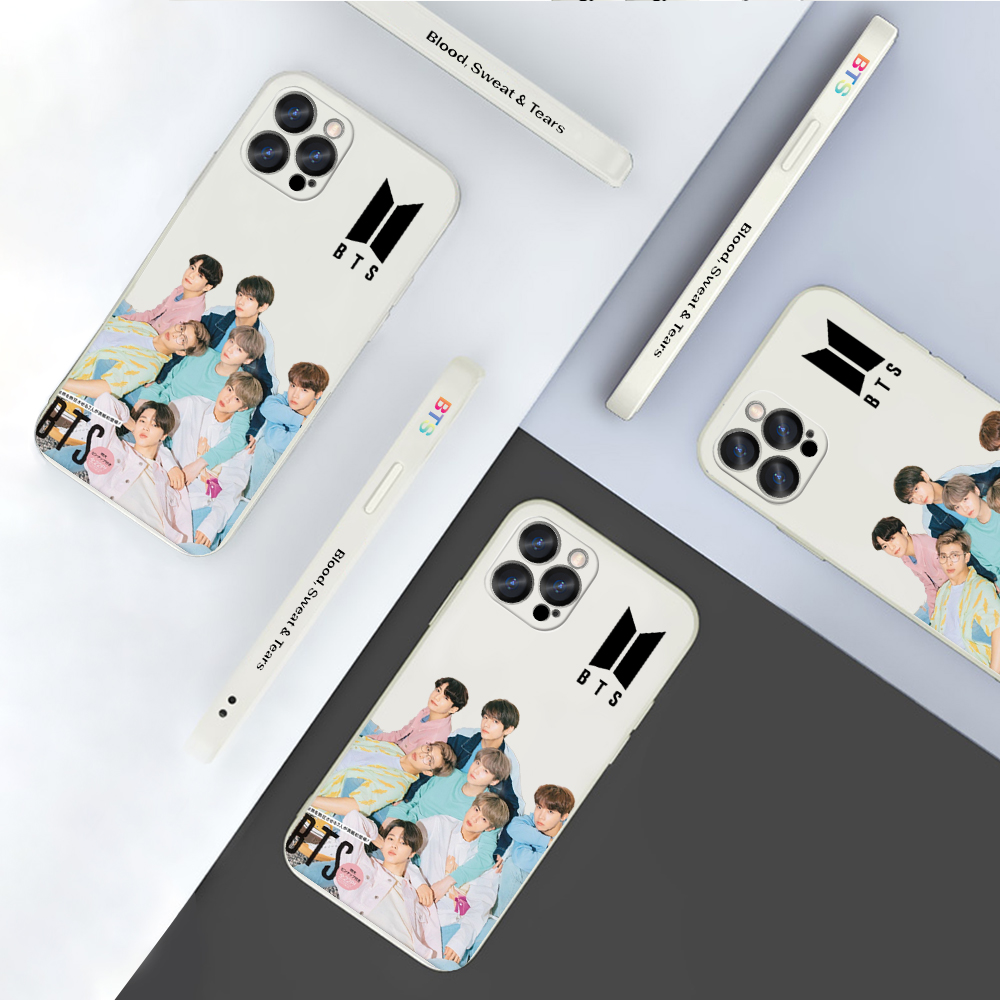 UCUC for iPhone X XS Back Cover Famous Korean Boy Group BTS Thin Soft Luxury Square Liquid Silicone Phone Case. 
