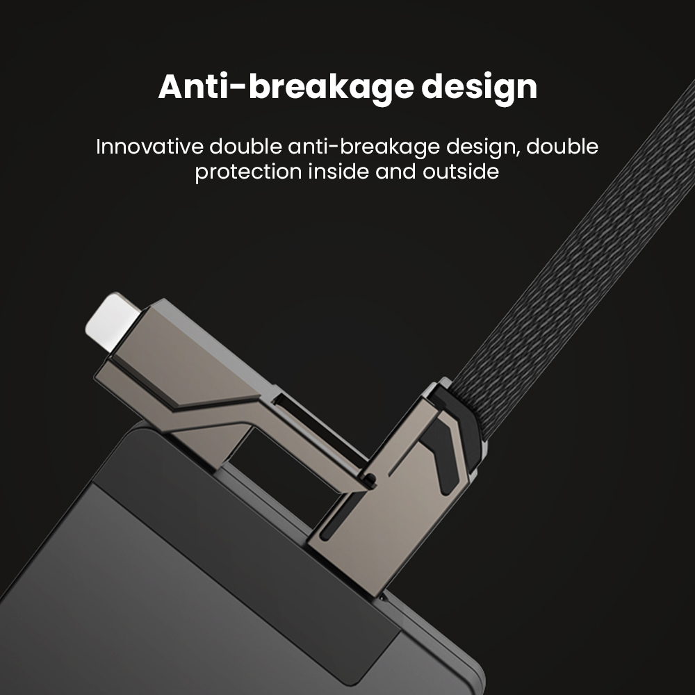 4 in 1 Fast Charging USB Type C Cable Charger Cable Data Cable For phone Phones Accessories Mobile Phone Cable Flat Braided Anti-Tangle Charger Cord SJX-035. 