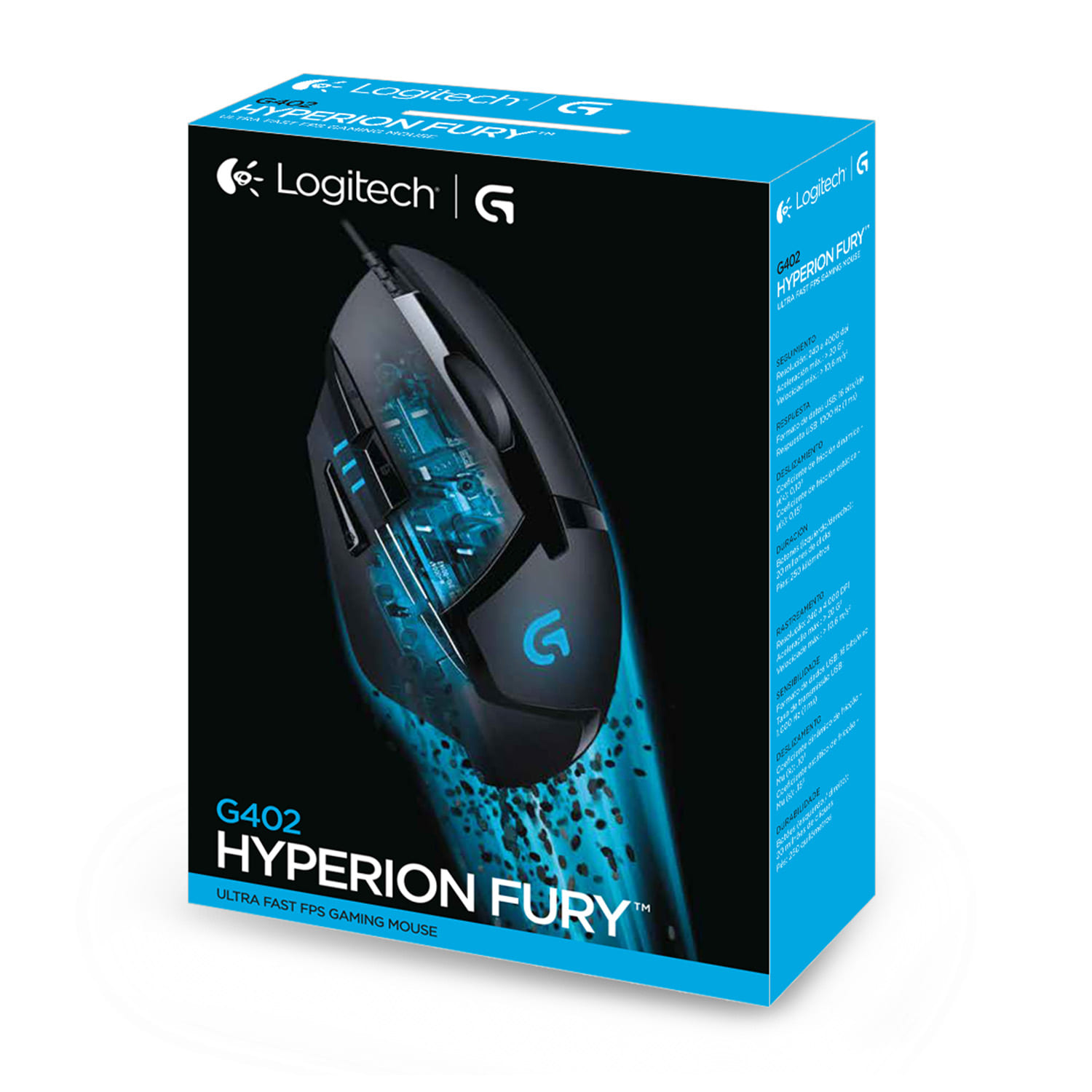 Logitech G402 Hyperion Fury Wired Gaming Mouse, 4,000 DPI, Lightweight, 8 Programmable Buttons, Compatible with PC / Mac - Black. 
