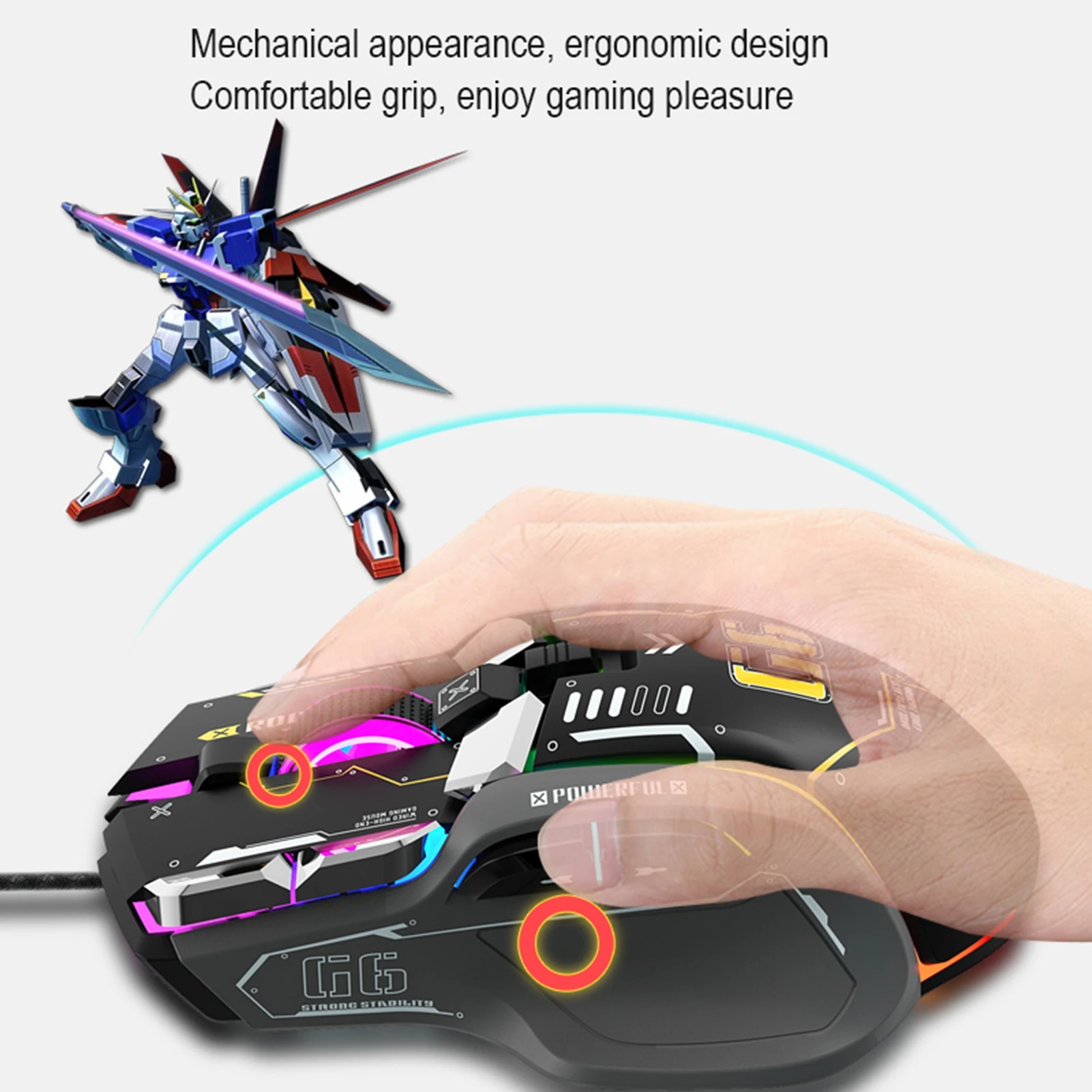 G6 Gaming Mouse 12-Key Mechanical Mouse 12800DPI Ergonomic Wired Mosue 10-key Macro Programmable 13 RGB Lighting Modes Mice. 