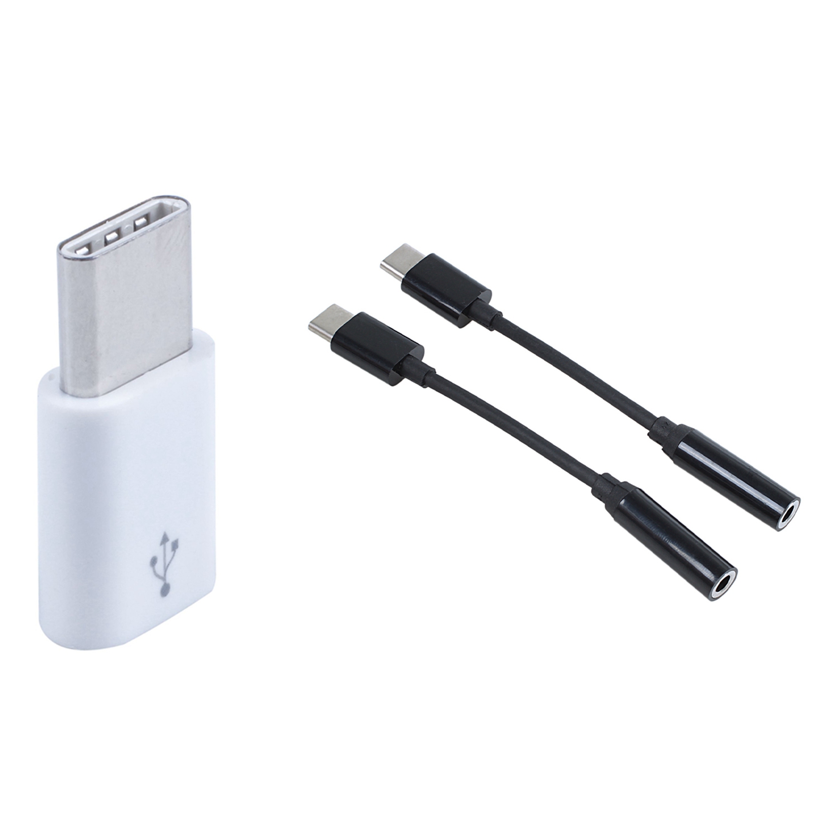 1Pcs USB Type C 3.1 Male to Mini USB 2.0 5 Pin Female Data Adapter with 2Pcs USB C to 3.5mm Headphone Jack Adapter