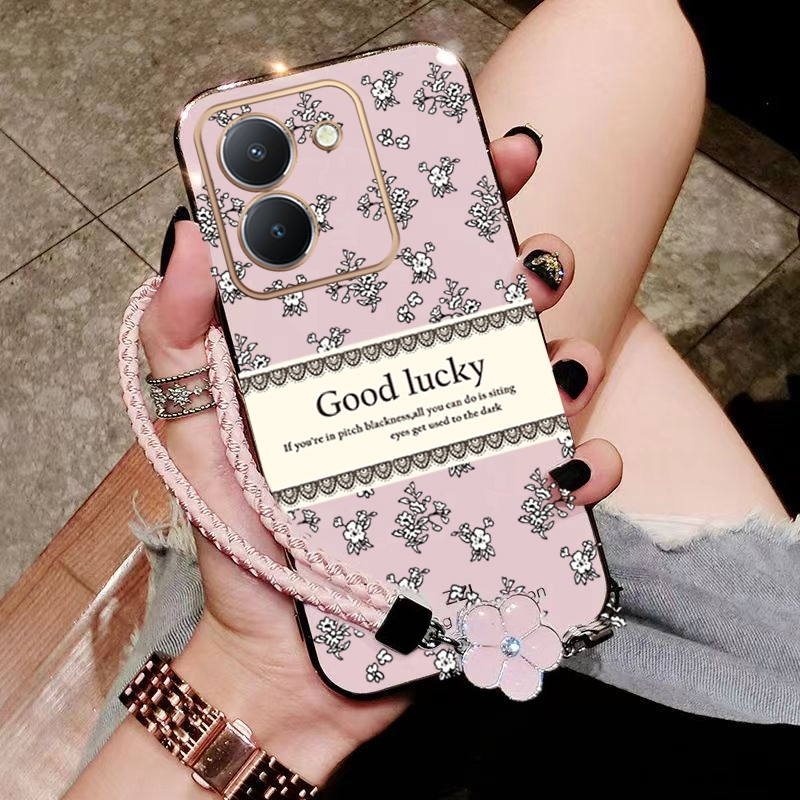 Casing Vivo Y03 4G Vivo Y03 5G 2023 Y18 4G phone case softcase silicone protector smooth cover new design aesthetic luxury retro bracelet for girl ddxybh01. 