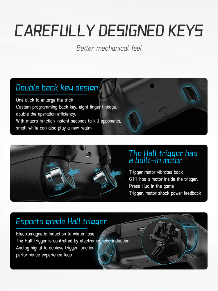 Computer Wi Gyroscope Joystick Transmitter 3D Game Controller Wireless BT Game Controller Mechanical PC Hall Touch Suitable for PCndows 7 10 11. 