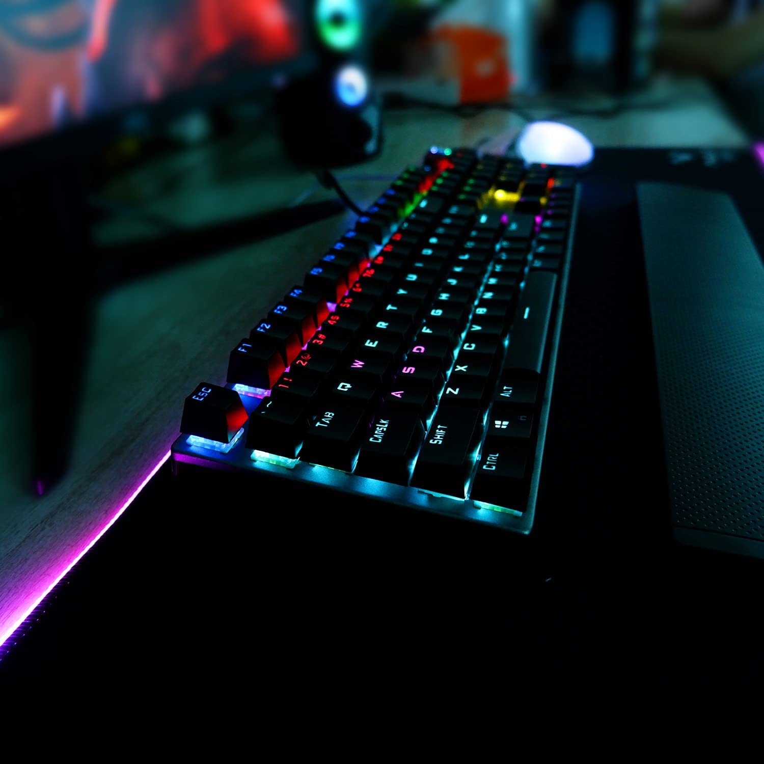 AULA F2058 RGB BACKLIGHT MECHANICAL GAMING KEYBOARD MULTIMEDIA KNOW SOFTWARE CONTROL WRIST REST ANTI GHOSTING. 