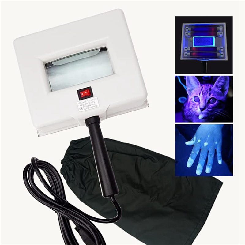 Woods Lamp Skin Analyzer Portable Magnifying Analyzer Facial Woods Lamp White&Black with Shade Cloth for Skin Testing US Plug. 