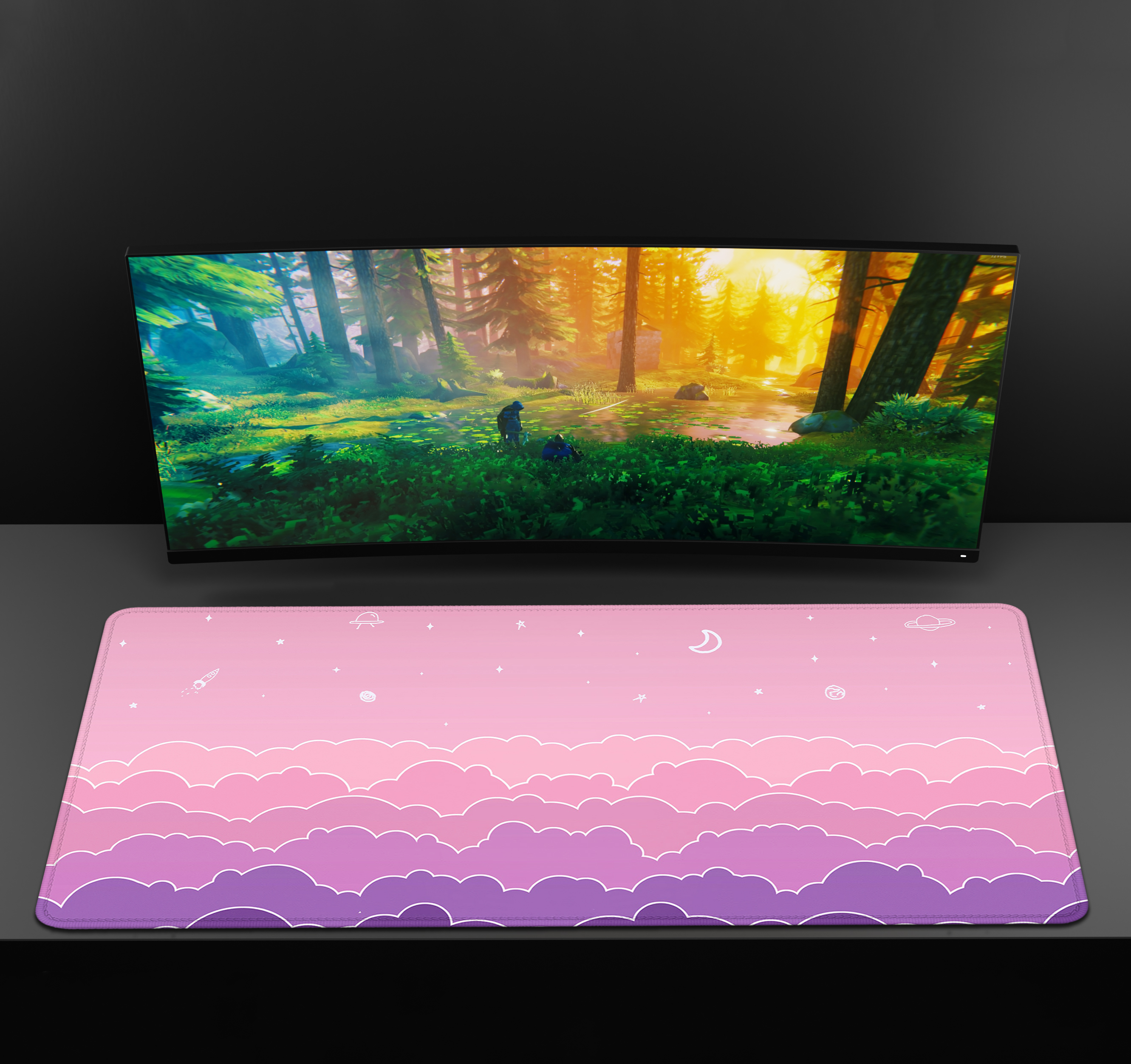 XL Table Pad Extension Soft Cloud Table Pad Kawaii Purple Mouse Pad Cute Gaming Keyboard Pad Large XXL Pink Mouse Pad 90x40. 