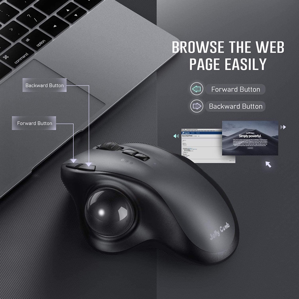 SeenDa Bluetooth Trackball Mouse Wireless Ergonomic Track Ball Mouse Supports 3 Device Smooth Tracking Compatible for PC, iPad. 