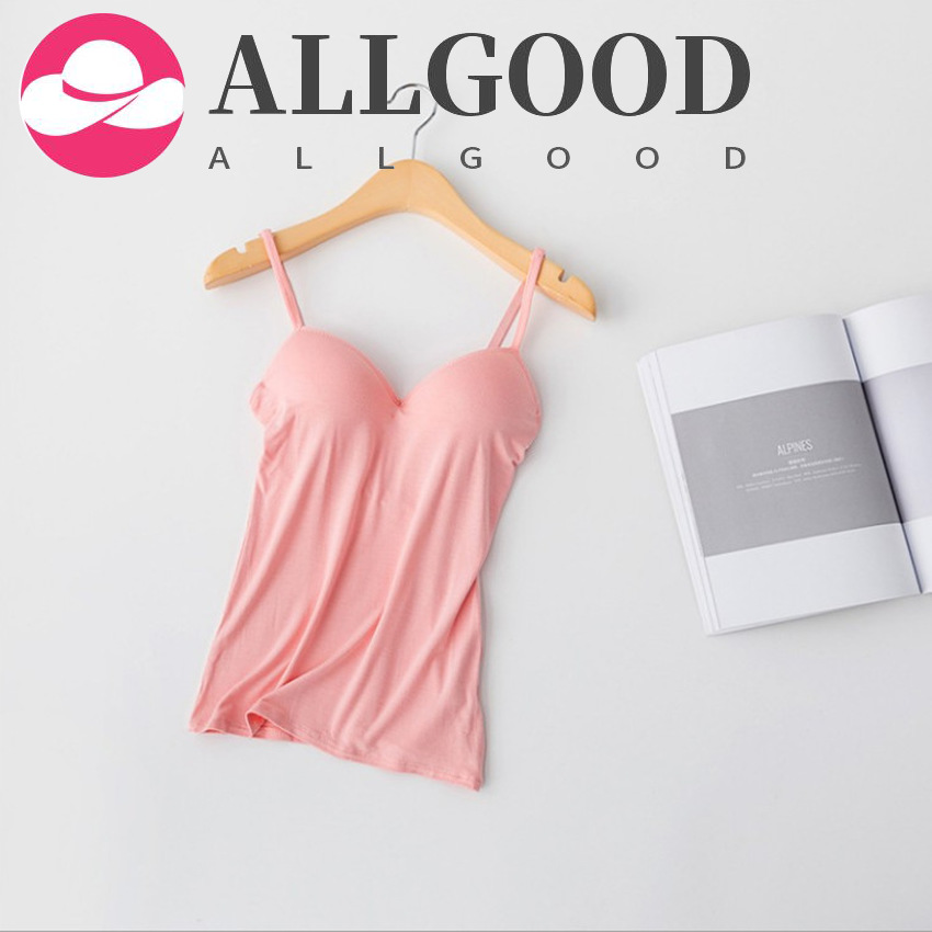 ALLGOOD】New Padded Tank Top Women Modal Spaghetti Solid Cami Top