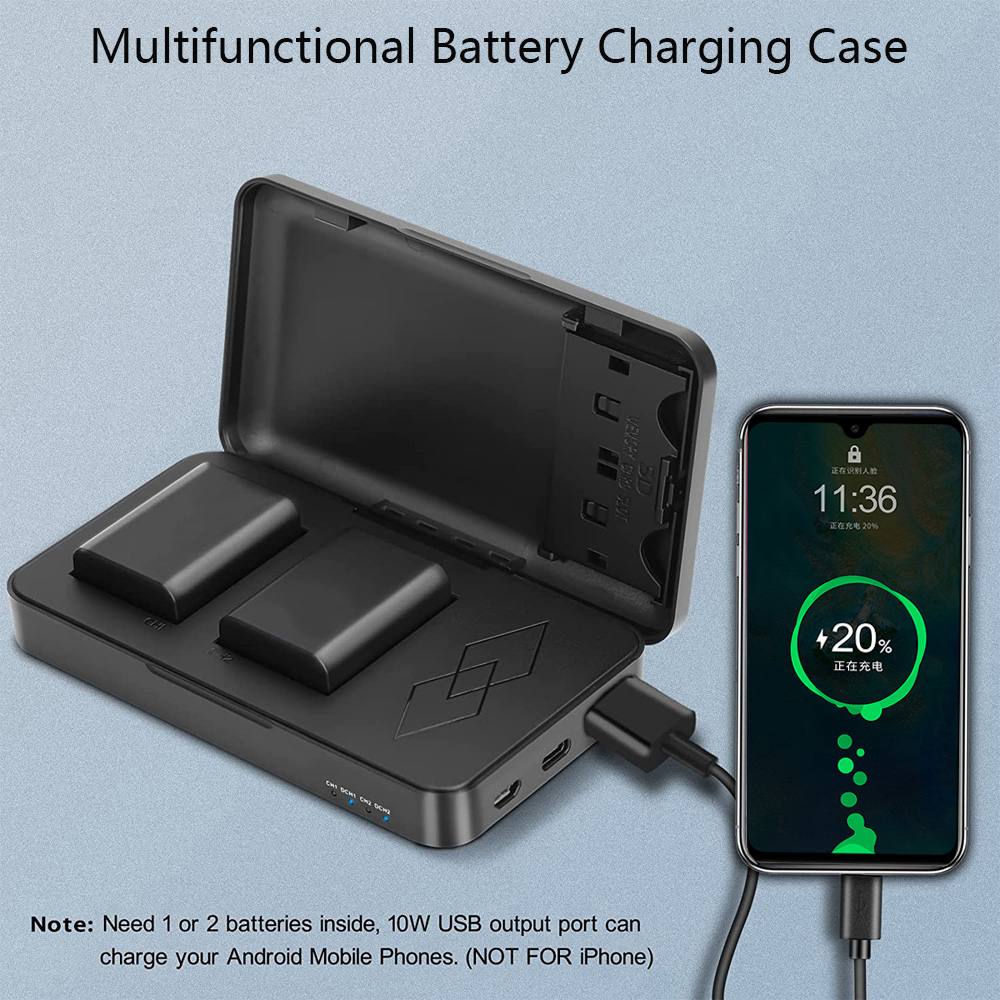 NP-FW50 Replacement Battery +Charger Case for Sony Alpha A6000 A6400 A6500 A6300 A6100 ZV-E10 A7 A7II A7RII A7SII A7S A7S2 A7R. 