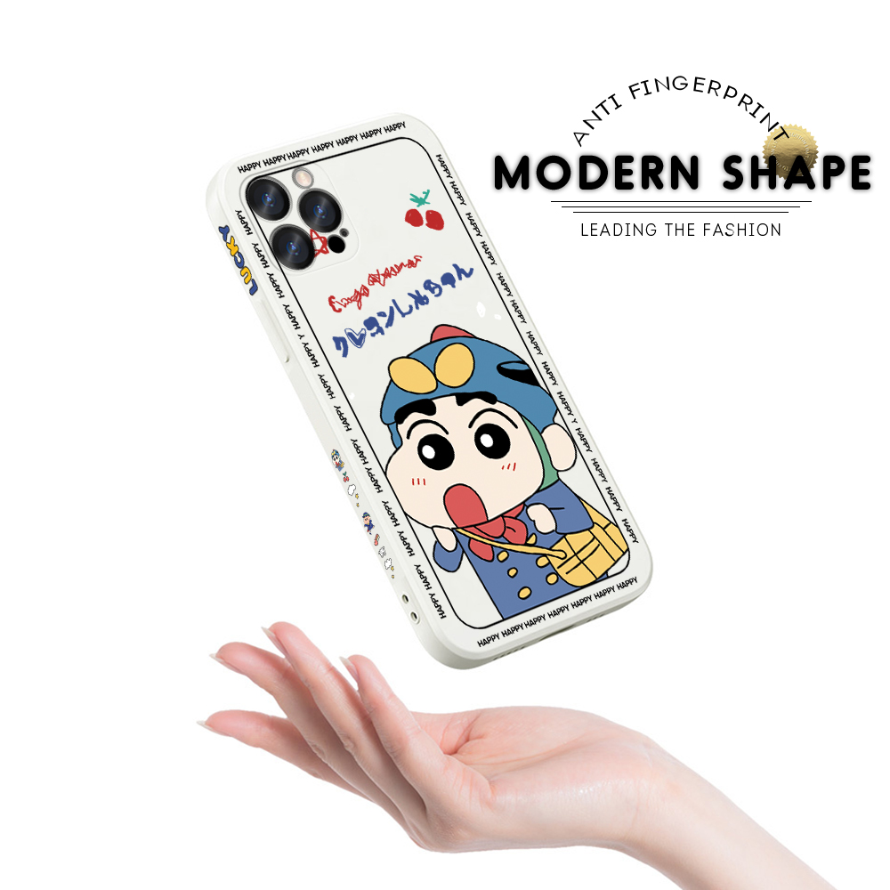 AMORVOR for iPhone 12 Mini Back Cover Cartoon Shin-chan Action Kamen Side design Soft Case Liquid Silicone Phone Cases. 