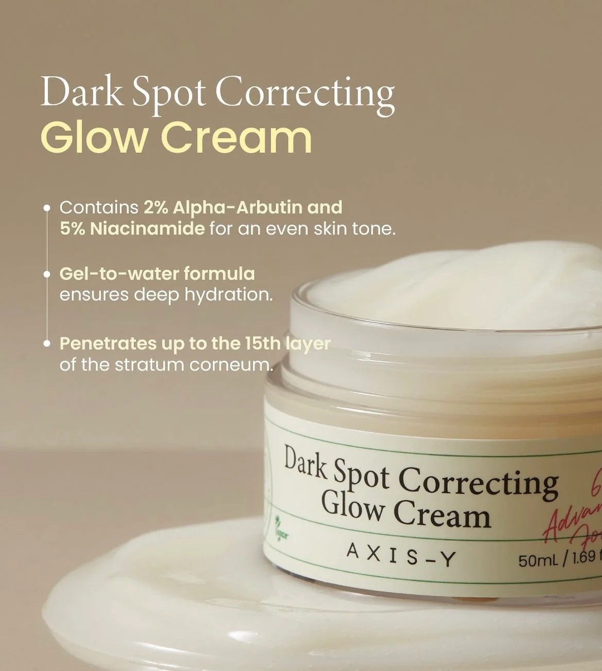 Axis-y Dark spot correcting glow cream 50ml. 