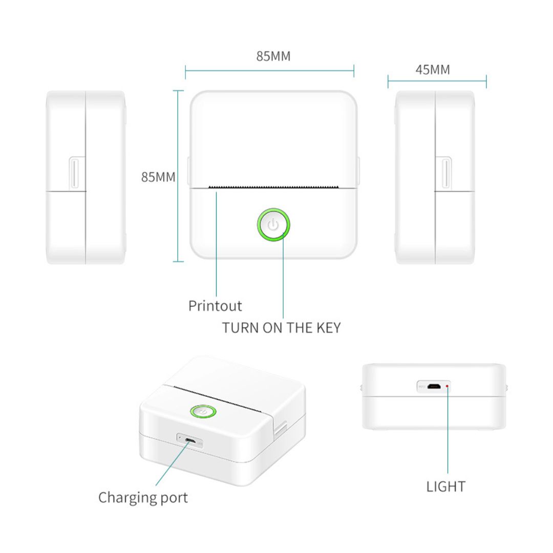 Mini Printer 58mm Portable Mobile Printer Label Printer Bluetooth Support for Study Notes, To-Do-Lists, Journal Printing, Label Printing,  Photos, Notes - Compatible with Android & iOS, Nadra-X6. 