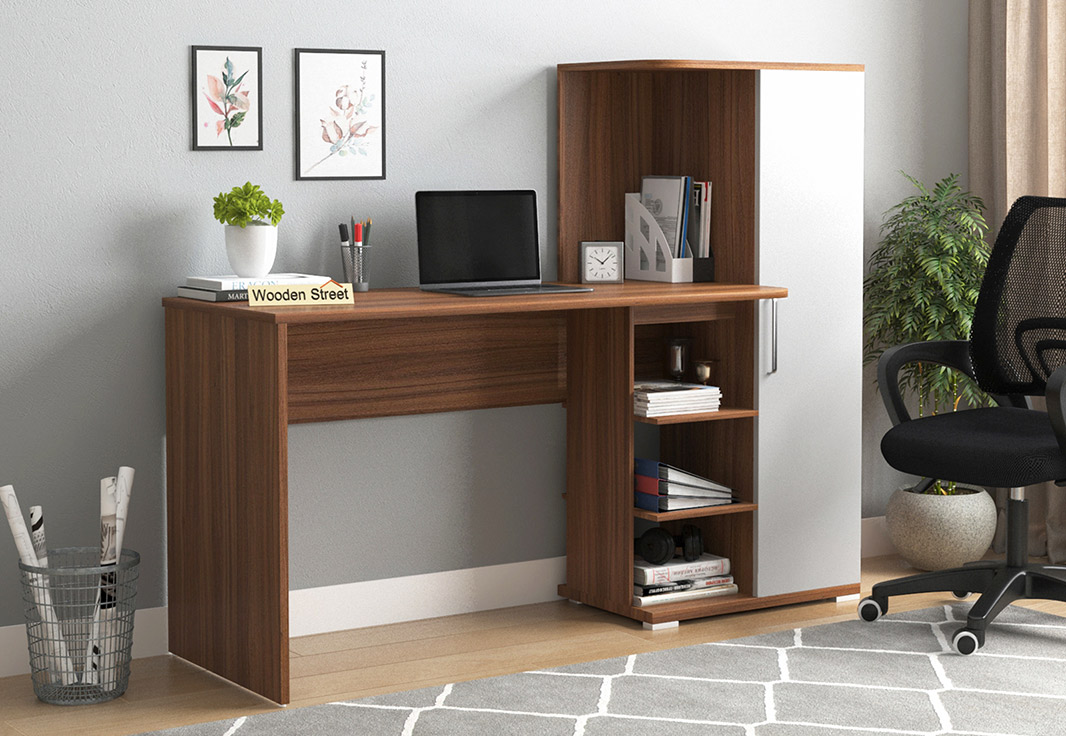 Multipurpose Home Office Work Station Computer Desk/Study Writing Desk with Storage Shelf & Locker Cabinet, Industrial Modern Laptop Table/Modern Reading Table 50/48. 