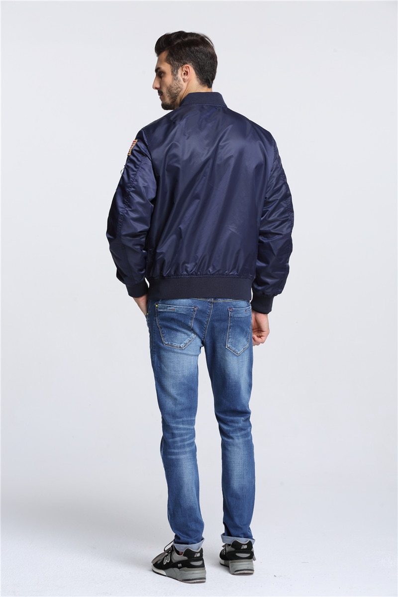 【Alien Alien】 Autumn Apollo Thin 100th SPACE SHUTTLE MISSION MA1 Bomber Hiphop US Air Force Pilot Flight Korean College Jacket For Men. 