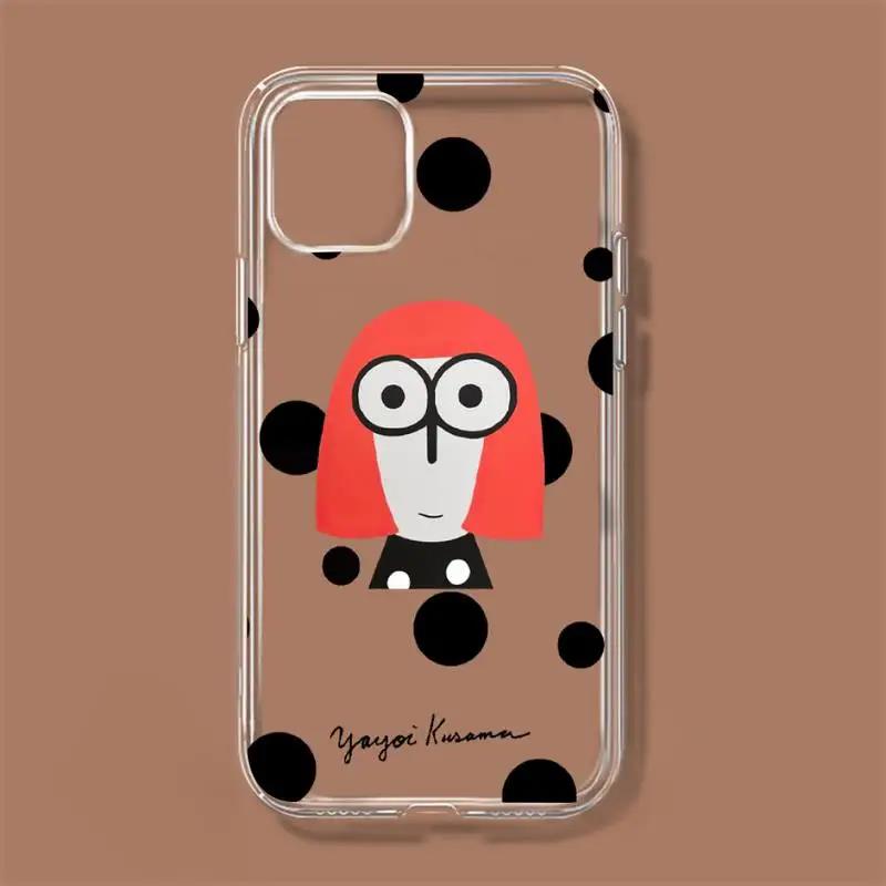 Yayoi Kusama Art Phone Case For iPhone 11 12 Mini 13 14 Pro XS Max X 8 7 6s Plus 5 SE XR Transparent Shell. 