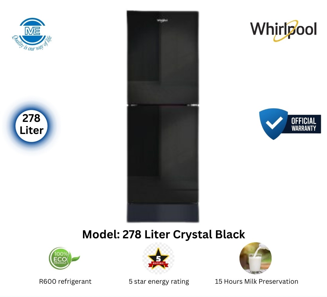 WHIRLPOOL 278 Liter Refrigerator FreshMagic Pro Crystal Black
