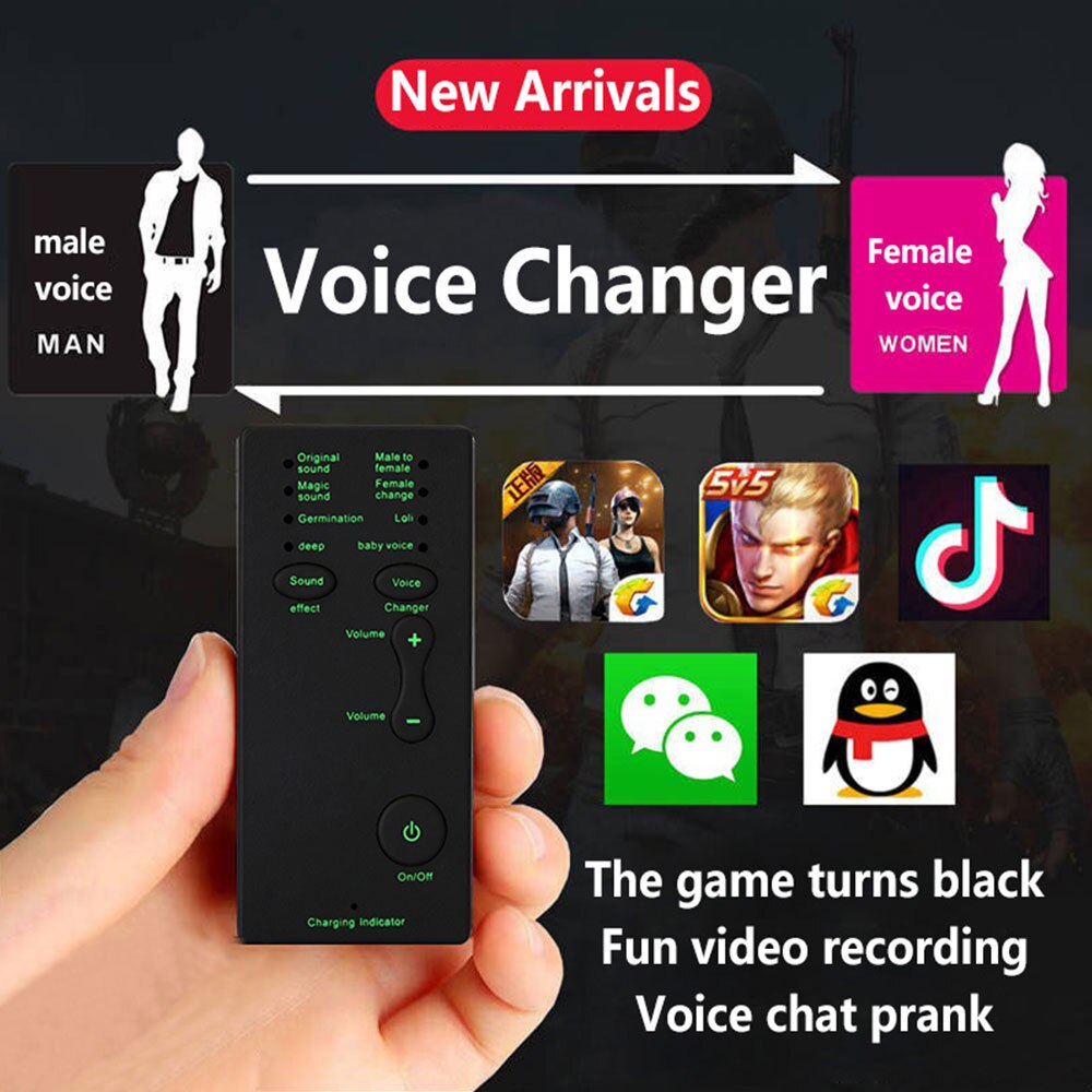 Voice Changer Device 7 Sound Changeing Modes Headphones Microphone Modulator for PS4 Xbox Computer PC Phone Tablet Kids. 