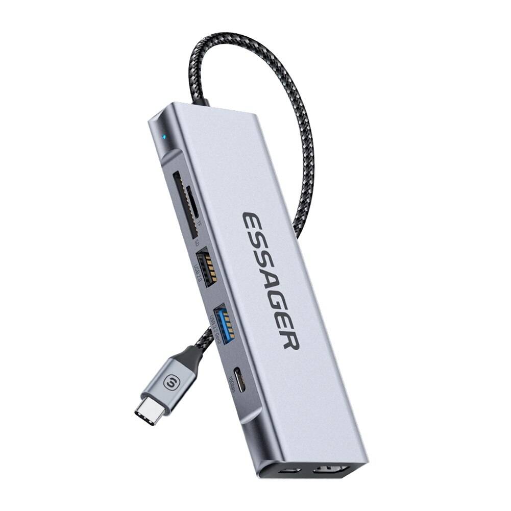 Essager 8-in-1 USB Hub With Disk Storage Function USB Type-c to HDMI-Compatible Laptop Dock Station For Macbook Pro Air M1 M2. 