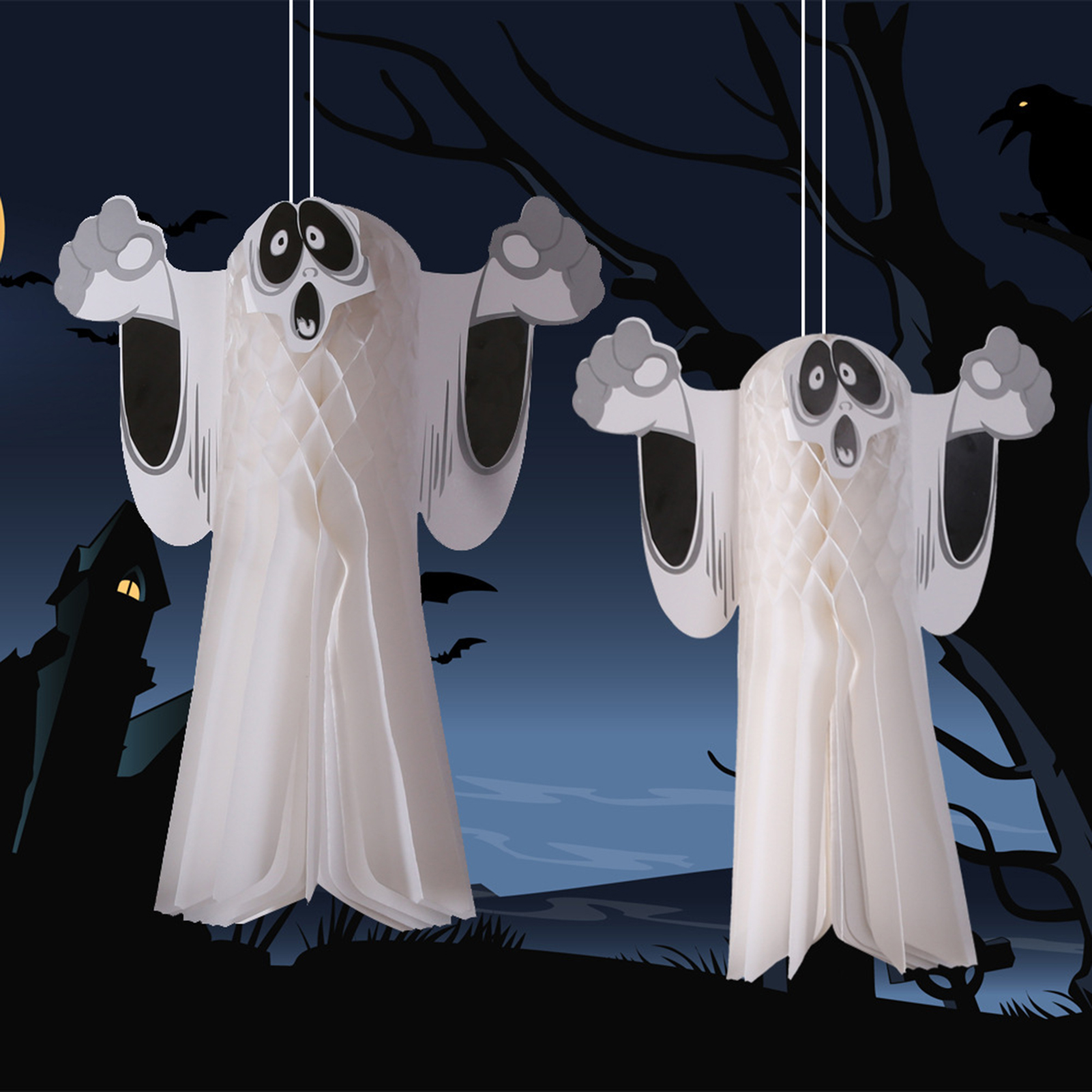 Paper Ghost Lantern Folding Ghost Festival Paper Lantern Ghost Windsock. 