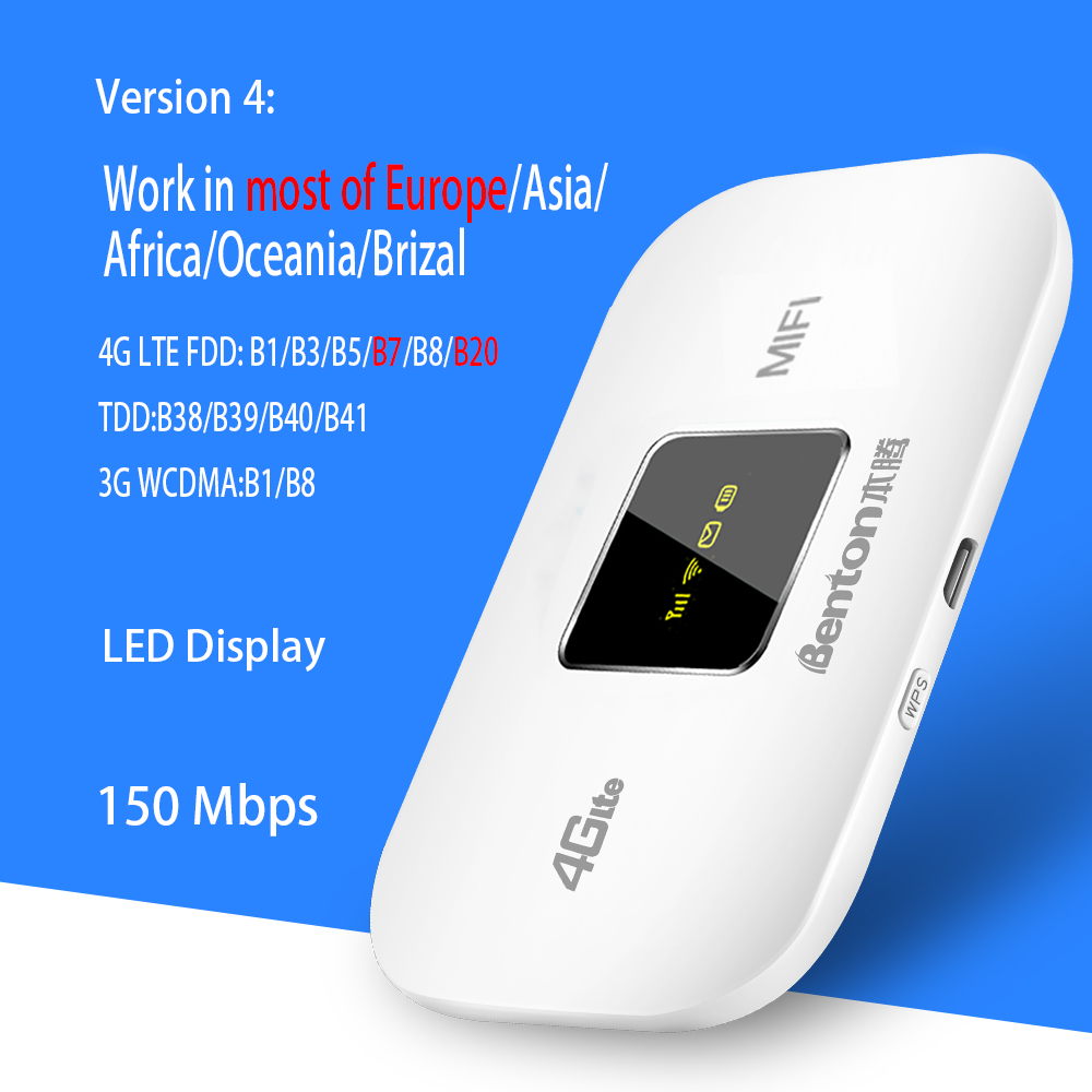 Benton 4G Lte Portable Wifi Router Type C Network Nano Card Unlimited Wireless WPS Dongle Mifi Routers Unlocked Hotspot 150Mbps. 