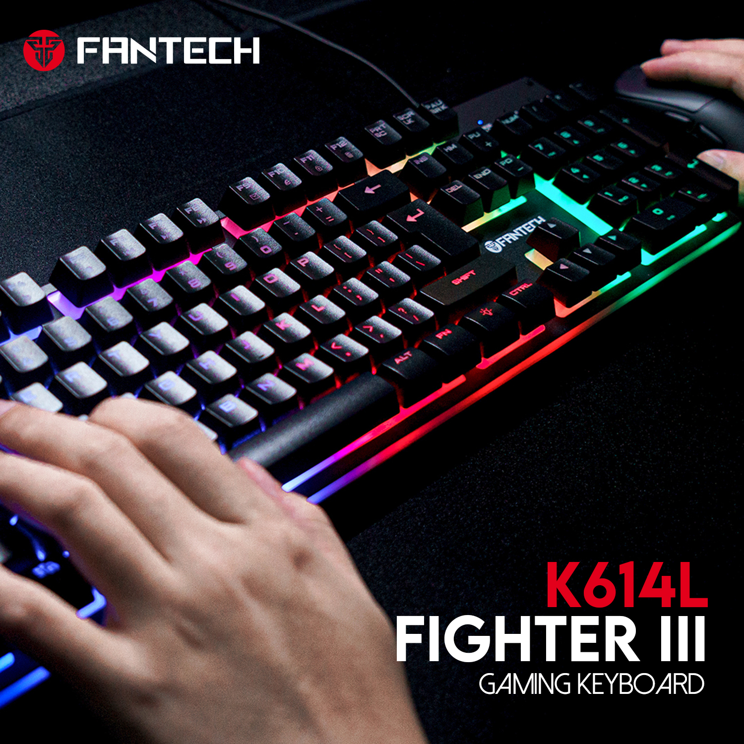 FANTECH K614L Fighter III RGB Membrane Gaming Keyboards 26 Keys & Anti-ghosting 104 Keys For Gaming Game. 