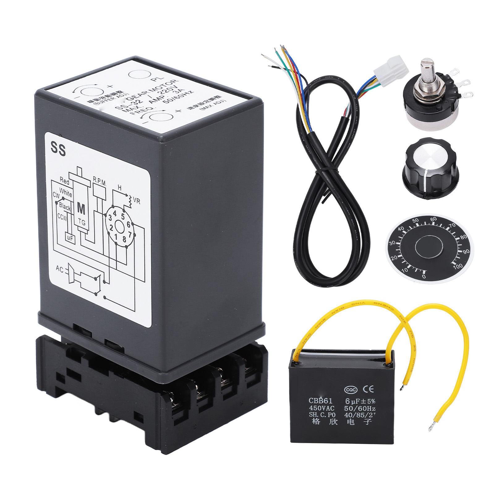 AC Motor Speed Controller Mini Separate Single Phase Stable Performance Motor Governor AC 220V for Printing Instrumentation. 
