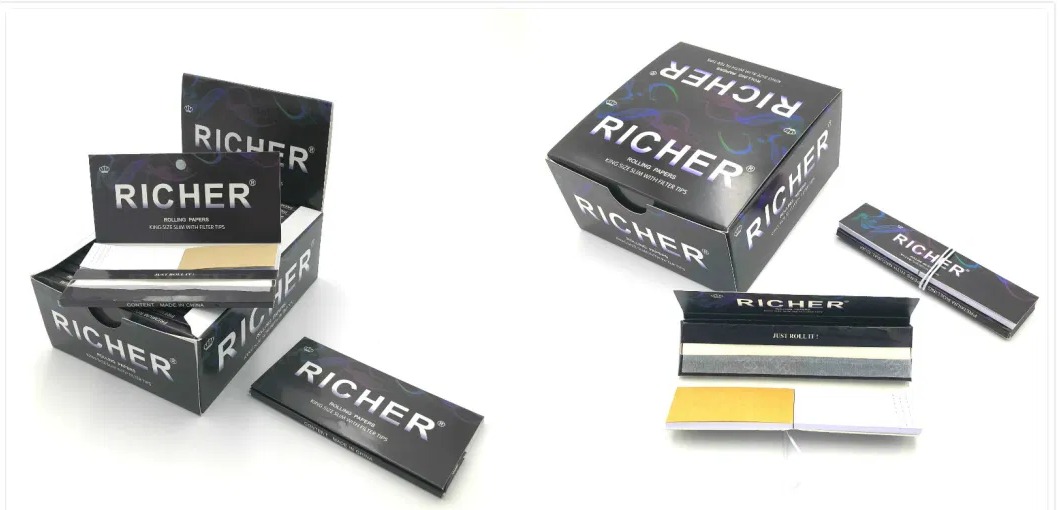 Premium Cigarette Rolling Papers with Tips (single, 1-1 4, kingslim size) FULL BO XN PAPER. 