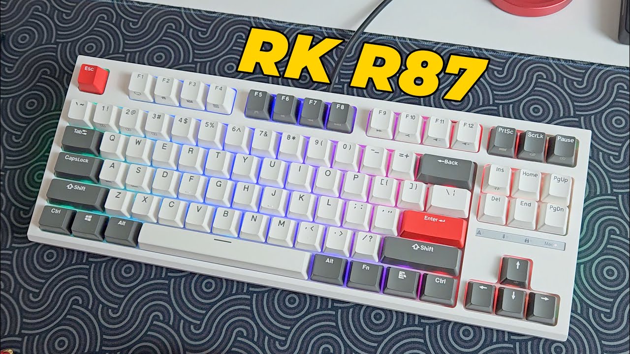 RK R87 ROYAL KLUDGE Wired Mechanical Keyboard 87 Keys RGB Backlit Hot Swap Gaming Keyboard Customised Keycaps with Dust Cover plug and play with computer or xbox or console. 