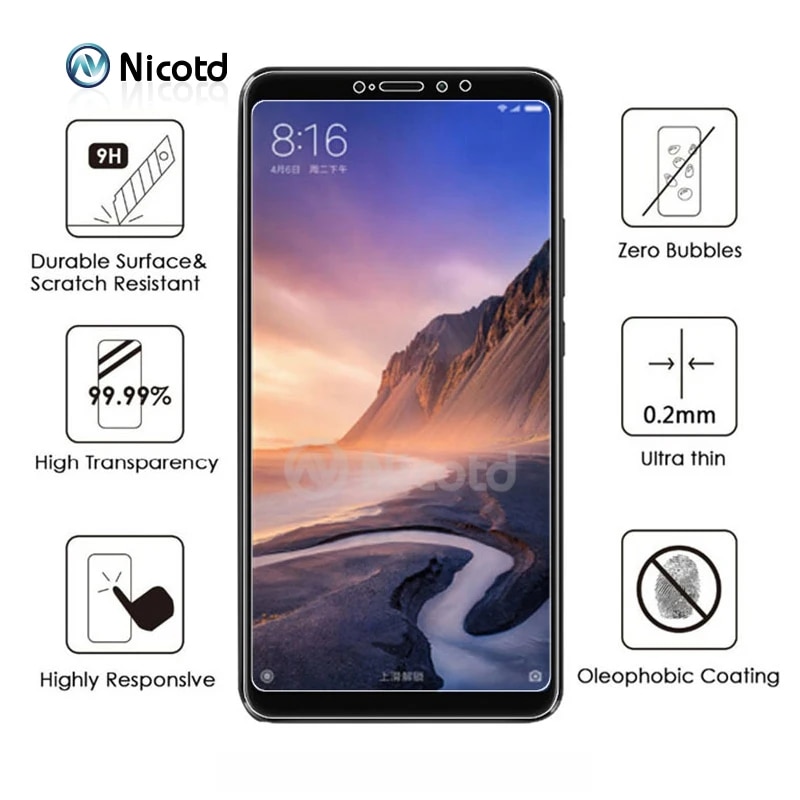 Nicotd Tempered Glass For Xiaomi Mi Max 3 4D full cover Screen Protector Protective Film for Xiomi Mi Max 2 Max3 Max1 Max2 3Pro. 