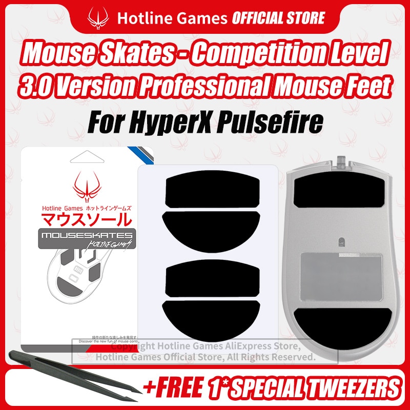Hotline Games 3.0 Mouse Skates Mouse Feet Replacement for Kingston Hyper X Pulsefire Gaming Mouse,Smooth,Durable,Glide Feet Pads. 