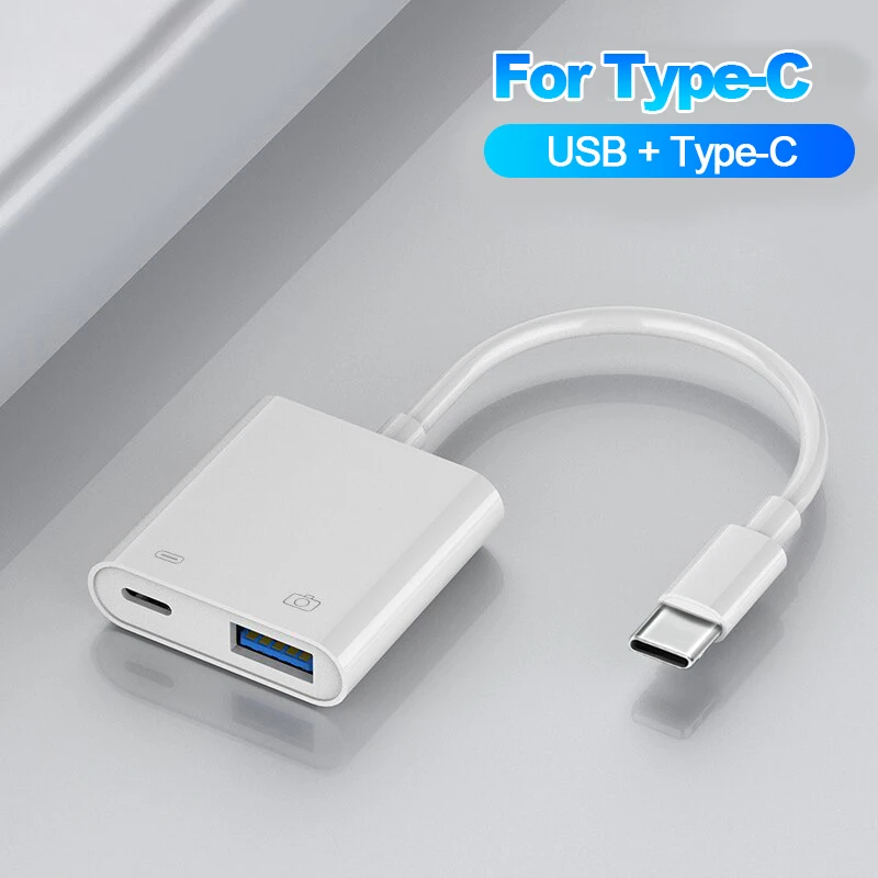 OTG Adapter L To USB 3.0 Fast Charging Cable For iPhone 14 Pro Max 13 12 11 X XS XR 8 Plus USB C Splitter Type C Data Convertor. 