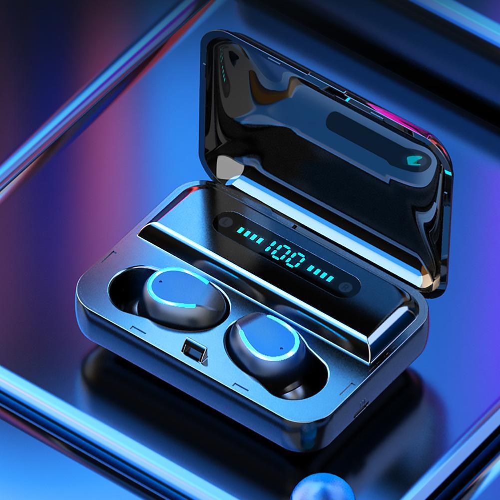 F9-5 TWS Bluetooth 5.0 U-Type Earphones with Digital Display Charging Case. 