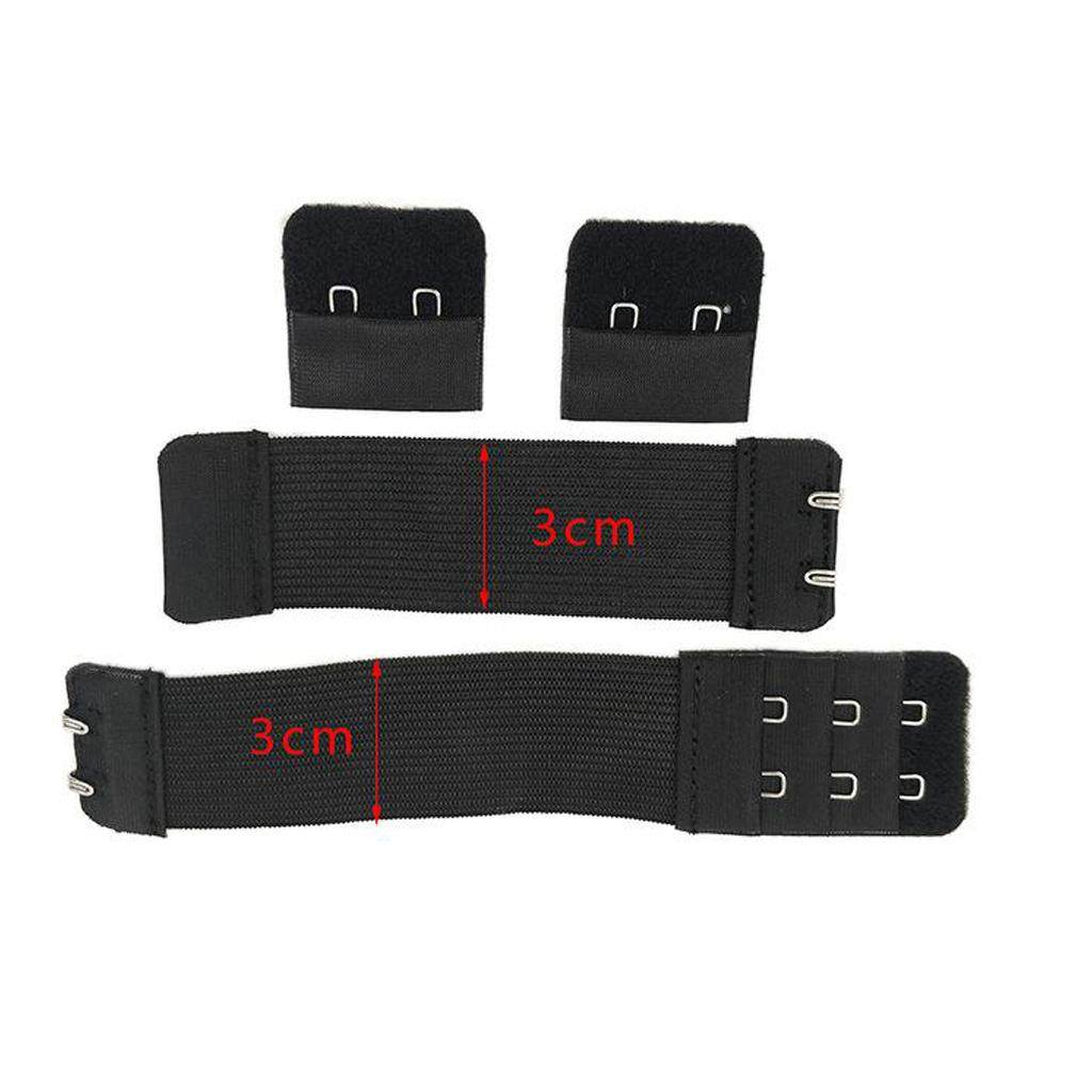 2xAdjustable Elastic Bra Extender 2 Hook Bra Extension Strap Black 3cm. 