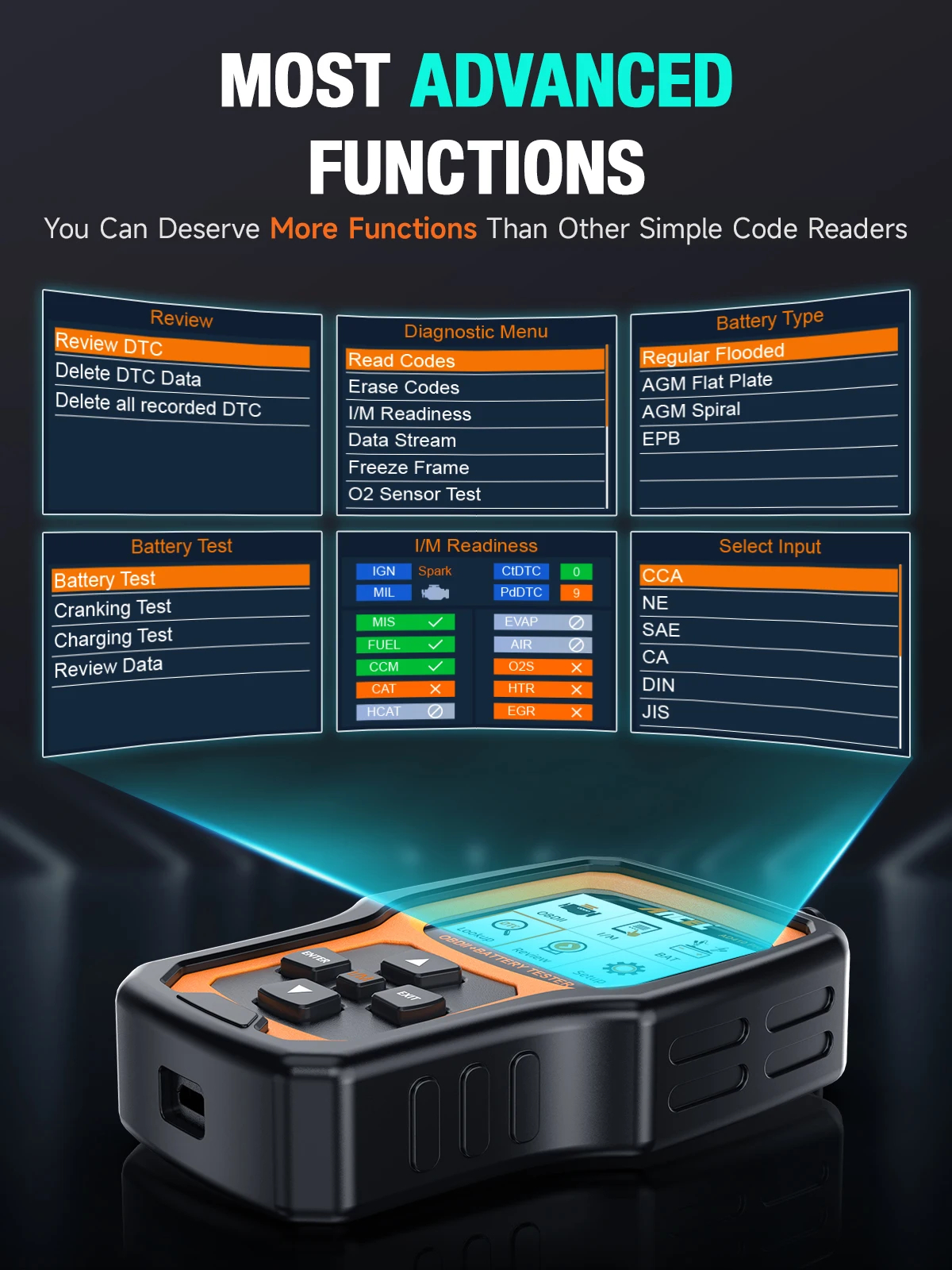 ANCEL AD410 PRO Code Reader + Battery Test Check Engine With Full OBD2 Function Car Diagnostic Tools. 