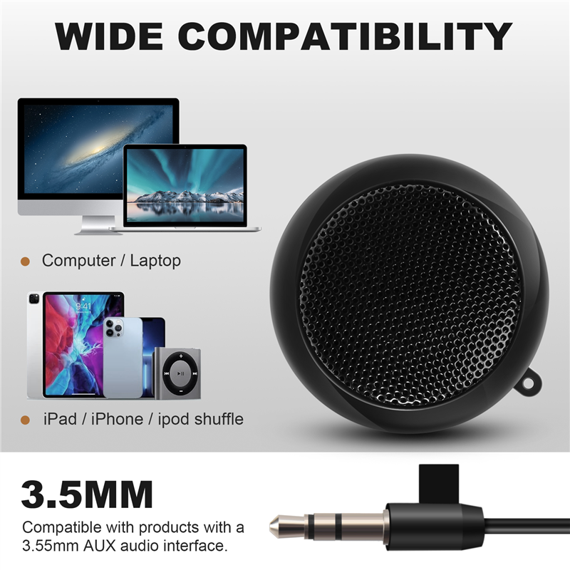 Mini Speaker Portable Rechargeable with 3.5mm Headphone Jack. 