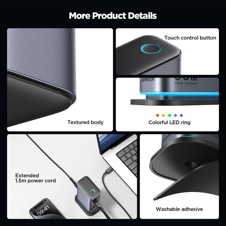 JOYROOM JR-TCM02 6 in 1 65W GaN 4 USB-C & 2 USB-A Multi-port Charger, Power Plug:UK Plug(Dark Gray) - 6
