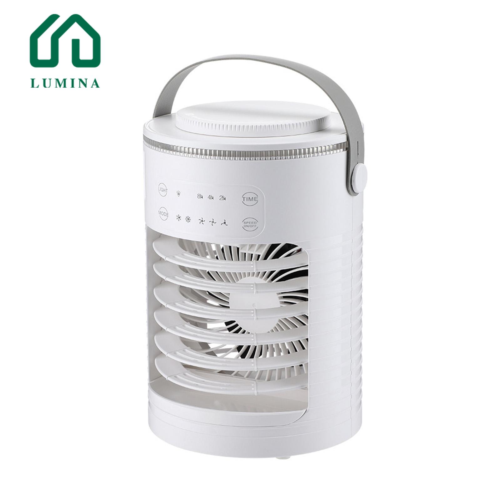 Lumina Air Cooler Fan Portable Air Conditioner Fan Humidifier with 2 Spray Modes 3 Speed Settings 600ml Tank Design Personal Ac Air Cooler with Light in Asia Table Fan